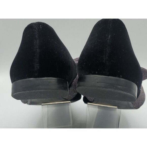 1901 Ladies Black Velvet Flats with Fabric Bows Size 9 M - Picture 9 of 11